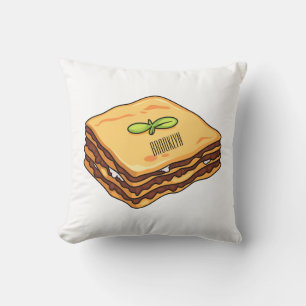 Lasagna cartoon illustration  throw pillow