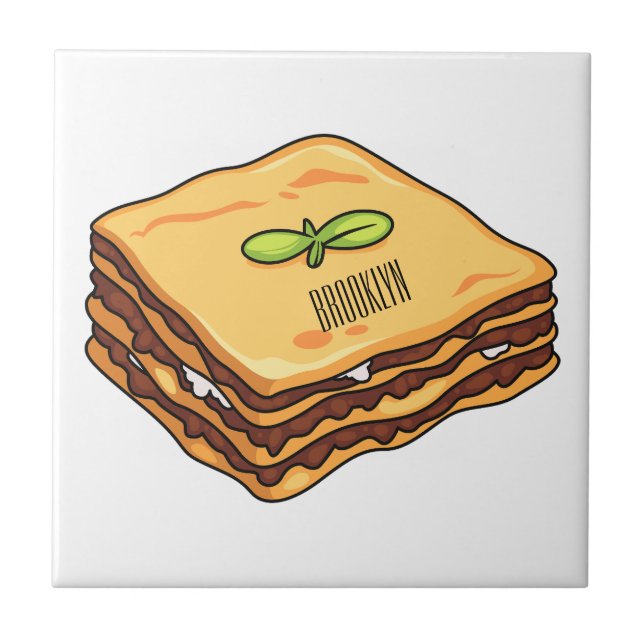 Lasagna cartoon illustration tile (Front)