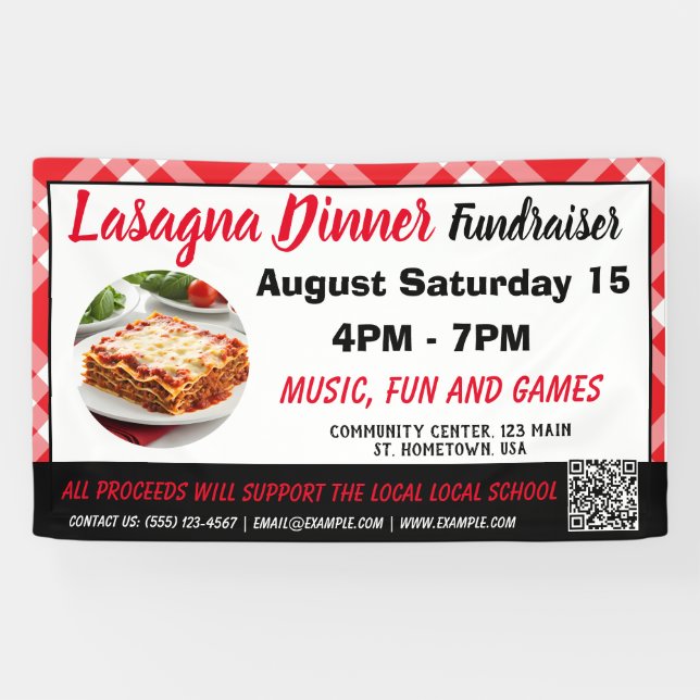 Lasagna Dîner rouge Fundraiser Bannière (Horizontal)