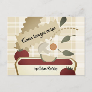 Lasagna Italian food cooking keeper recipe card