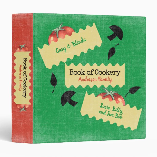 Lasagna personalized family cookbook recipe binder (Front/Spine)