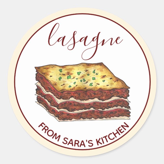 Lasagne Lasagna Italian American Cooking Food Classic Round Sticker (Front)