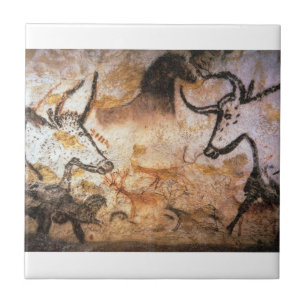 Lascaux Bulls Buffalo Cave Painting Tile