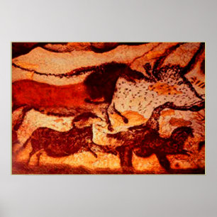 Lascaux Horses and a Bull Poster