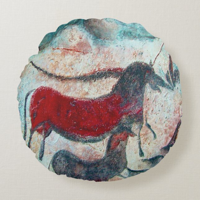 "Lascaux’s cave paintings" Round Pillow (Front)