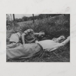 Lascivious young male couple napping gay interest postcard