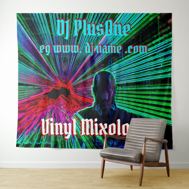 Laser backlit DJ Set / Gig Tapestry (In Situ (Horizontal))