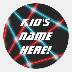 Laser Beam Lazer Retro Custom Name School Classrom Classic Round Sticker