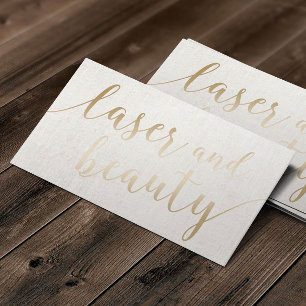 Laser & Beauty Aesthetician Elegant Gold Script Business Card