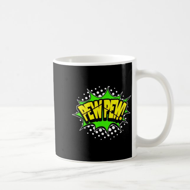 Laser blaster pew-pew! action word comic book coffee mug (Right)
