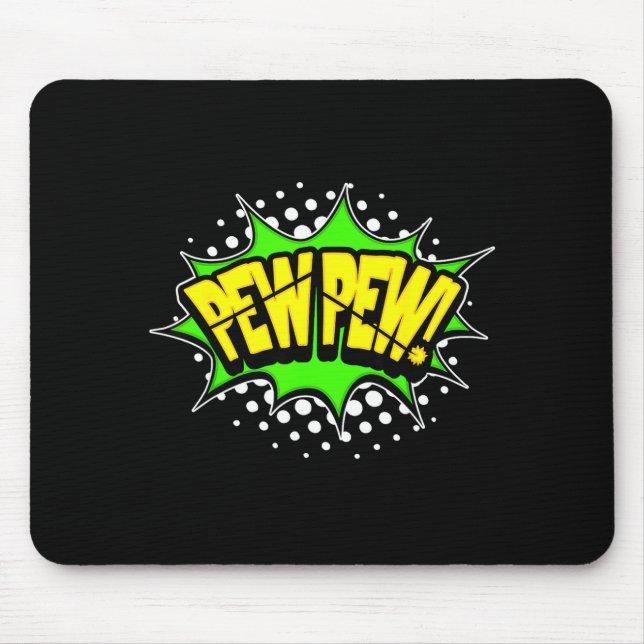 Laser blaster pew-pew! action word comic book mouse pad (Front)