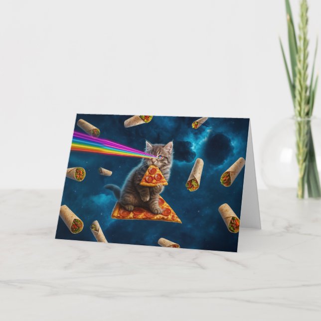 Laser Cat Pizza Party                              Card (Front)