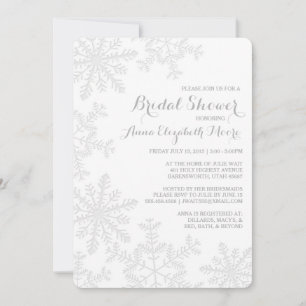 Laser Cut Silver Snowflakes Winter Bridal Shower Invitation