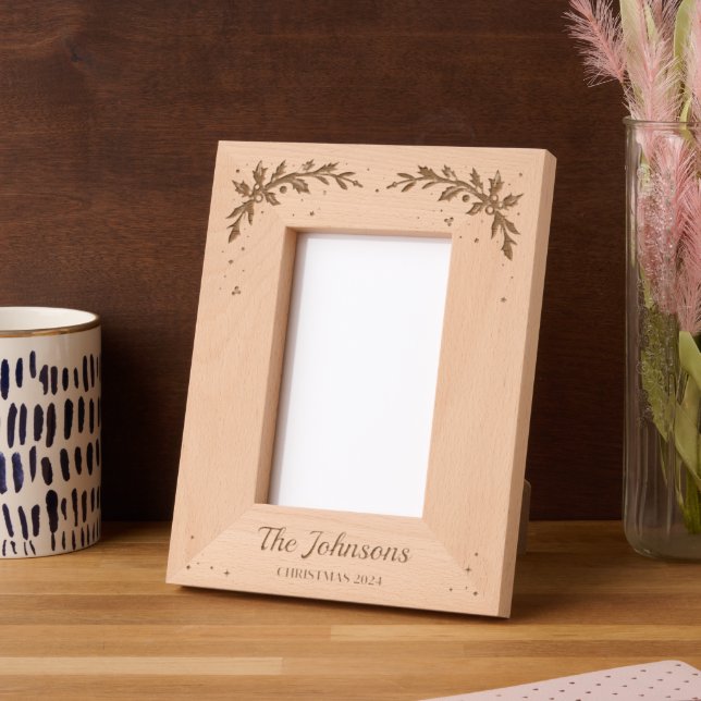 Laser Etched Christmas Berries Family Name (Left)