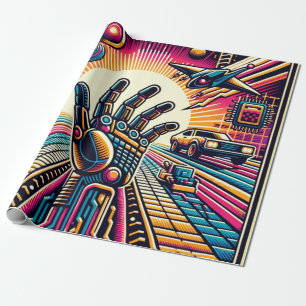 Laser Grids and Sci-Fi Themes Wrapping Paper