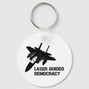 Laser-Guided Democracy / Peace through Firepower Keychain