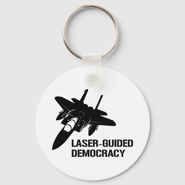 Laser-Guided Democracy / Peace through Firepower Keychain (Front)