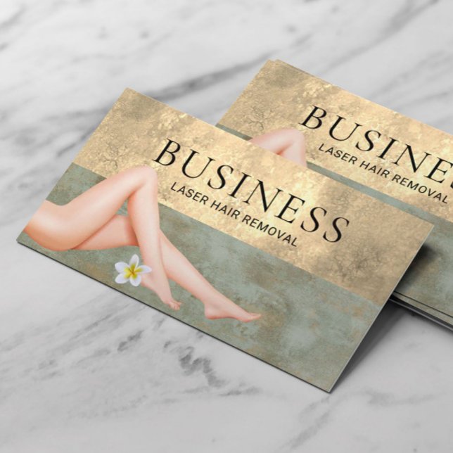 Laser Hair Removal Skin Care Salon Gold & Bronze Business Card (Creator Uploaded)