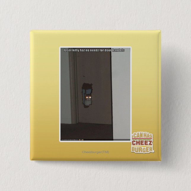 Laser Kitty 2 Inch Square Button (Front)