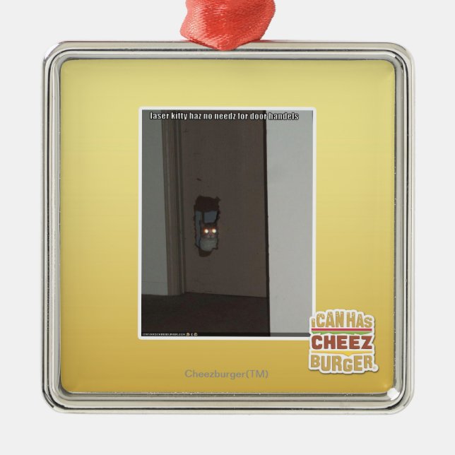 Laser Kitty Metal Ornament (Front)