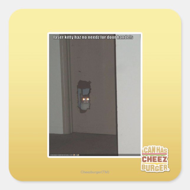 Laser Kitty Square Sticker (Front)