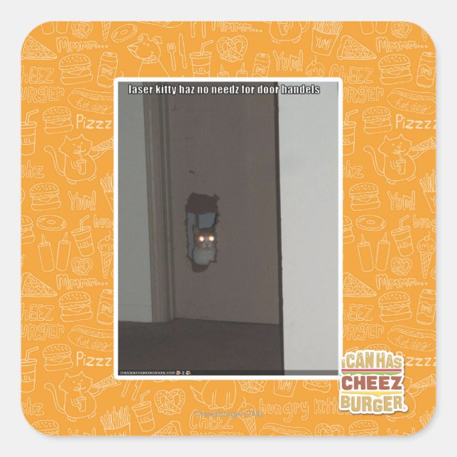 Laser Kitty Square Sticker (Front)