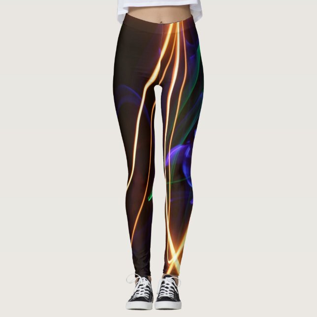 Laser Light Lines Graphic Print Leggings (Front)