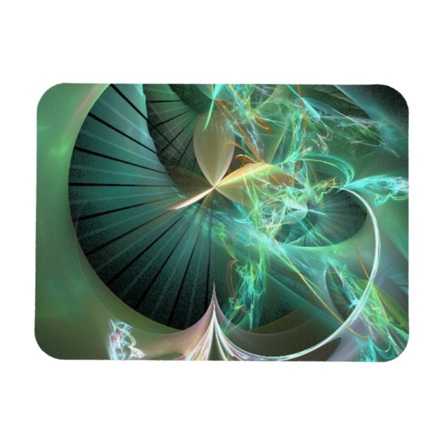 Laser Light Show Over Green Disc Magnet (Horizontal)