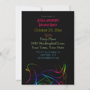Laser Neon Lights Birthday Invitation