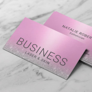 Laser & Skin Beauty Salon Aesthetician Pink Silver Business Card
