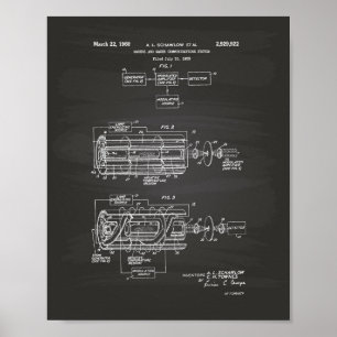 Laser System 1960 Patent Art Chalkboard Poster
