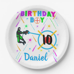 Laser Tag Birthday Boy Party Gamer Gaming Paper Plate