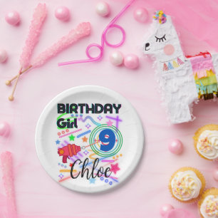 Laser Tag Birthday Girl Party Colourful Paper Plate