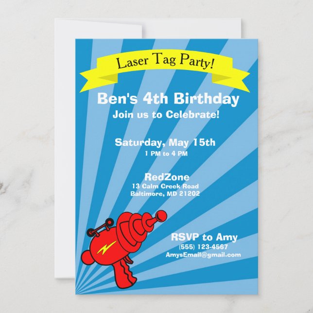 Laser Tag Birthday Party Invitation (Front)