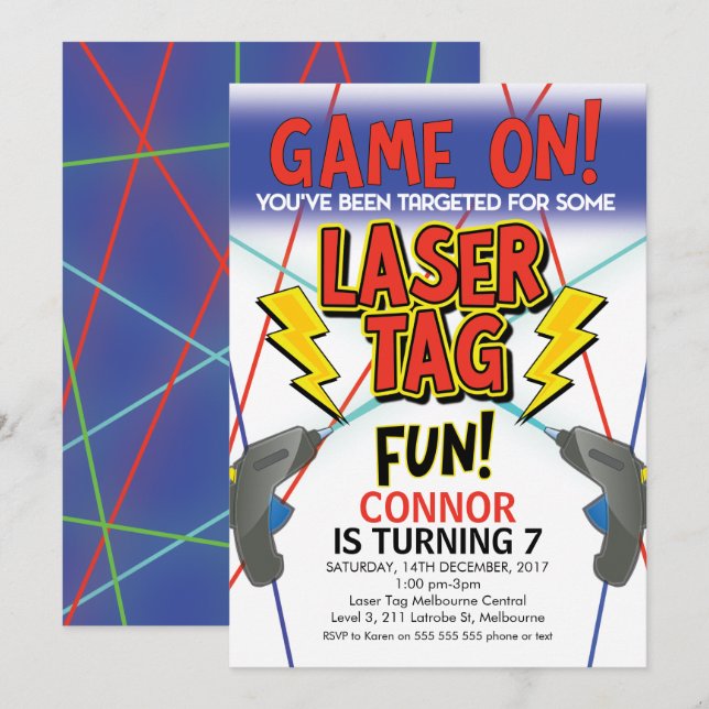 Laser Tag Birthday Party Invitation (Front/Back)