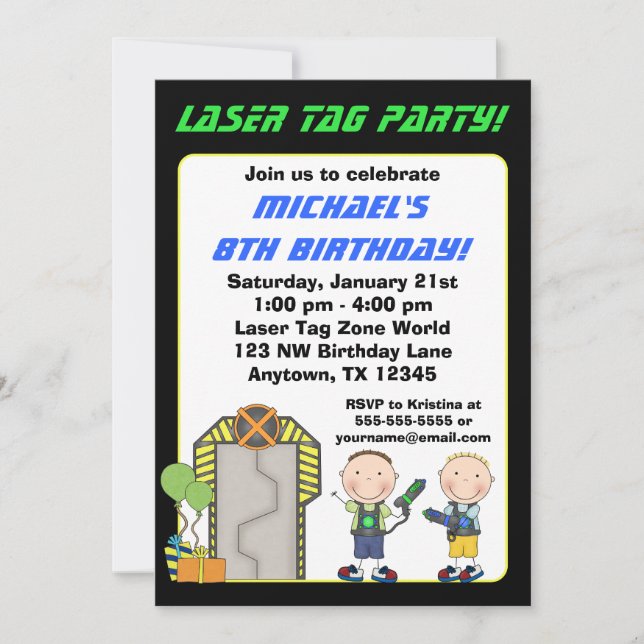 Laser Tag Birthday Party Invitations (Front)