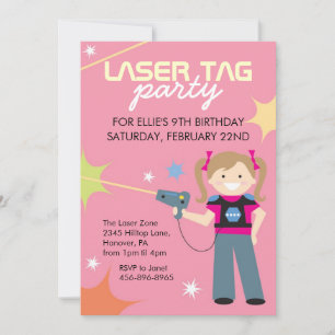Laser Tag Birthday Party Invitations