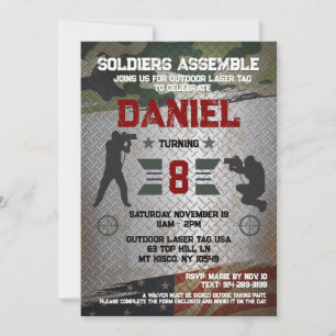 Laser Tag Birthday Party Military Camo Invitation
