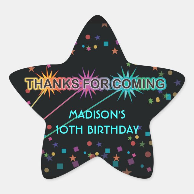 Laser Tag Blast Star Thank You Favour Sticker (Front)