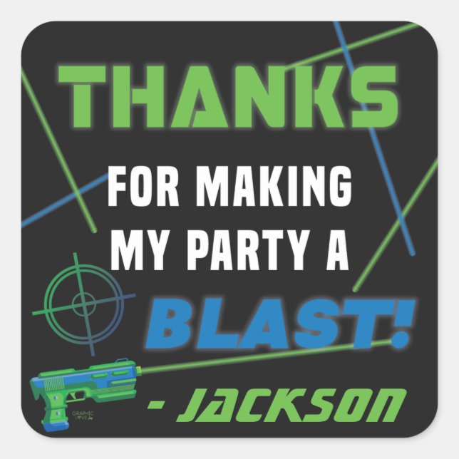 Laser Tag Blue and Green Birthday Party (Front)