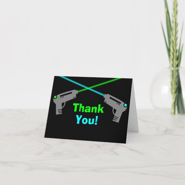 Laser Tag Blue Green Thank You Card (Front)