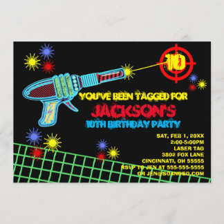 Laser Tag Custom Birthday Party Invitation