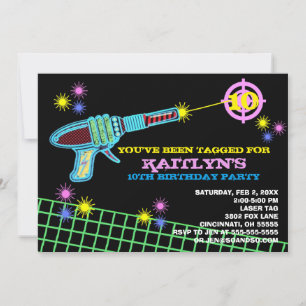 Laser Tag Custom Birthday Party Invitation Girl