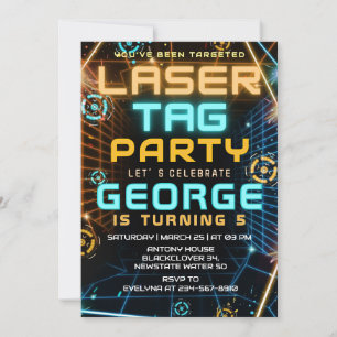 Laser Tag Game Birthday Party Invitation