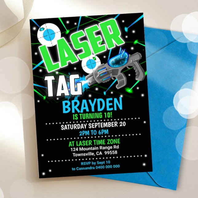 Laser Tag Invitation Blue Laser Tag Party Invite (Creator Uploaded)