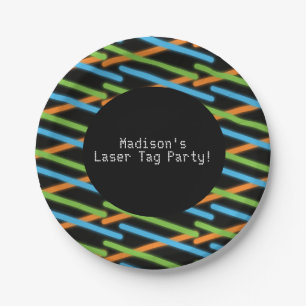 Laser Tag Neon Beams Glow Party Fun Paper Plate