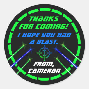 Laser Tag Neon Birthday Party Thank you Stickers