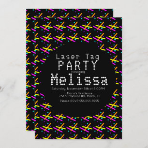 Laser Tag Neon Glow In The Dark Confetti Unisex Invitation