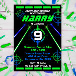 Laser Tag Neon Green and Blue Beams Birthday Party Invitation<br><div class="desc">Celebrate your child's next laser tag party with this cool invitation. With neon laser beans and targets. Great for an indoor laser tag party. Matching Favor Tags and party decor available. Designed by invitecentral.com</div>