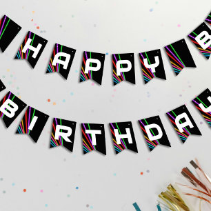 Laser Tag Neon Light Birthday Party Bunting Flags